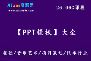 【PPT模板】全套,26.06G百度网盘资源打包下载,餐饮/音乐艺术/项目策划/汽车行业/教师说课/政府汇报/医疗卫生等模板