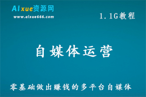 自媒体运营教学课程零基础做出赚钱的多平台自媒体，百度网盘资源打包下载