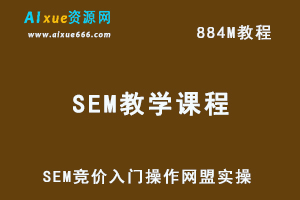 SEM竞价入门操作课程+SEM网盟实操系列课程（共18节视频）