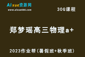 2023郑梦瑶高三物理a+一轮复习视频教程+讲义（暑假班+秋季班）