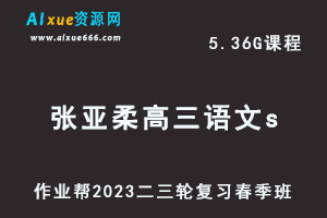 23年高中语文网课2023张亚柔高三语文s视频教程+课堂笔记高考语文二三轮复习春季班