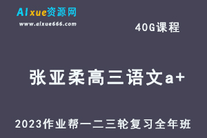 2023张亚柔高三语文a+全年班-视频教程+讲义+密训课程（暑/秋/寒/春班）