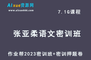 2023张亚柔高三语文密训班视频教程+高考密训押题卷