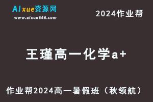 2024王瑾高一化学a+暑假班课程