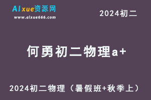 2024何勇初二物理a+视频教程+课堂笔记+讲义（暑假班+秋季班）