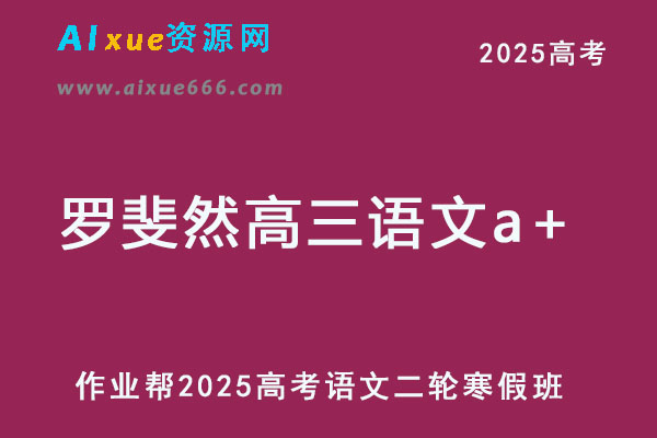 2025罗斐然高三语文a+二轮复习寒假班