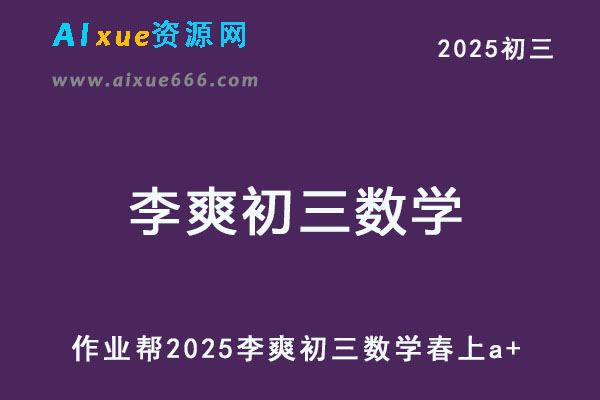 2025李爽初三数学下学期春上a+班网课教程