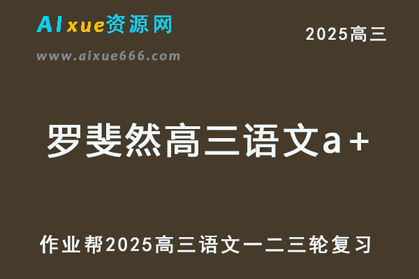 2025罗斐然高三语文a+网课教程一轮二轮三轮复习全年班