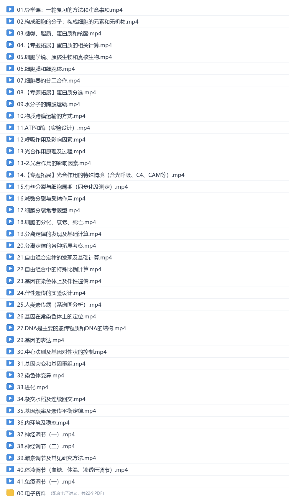 金晶2027高三生物秋季班网盘目录