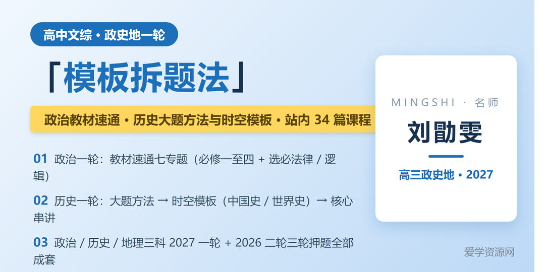 刘勖雯文综网课名师简介:模板拆题法三科同修